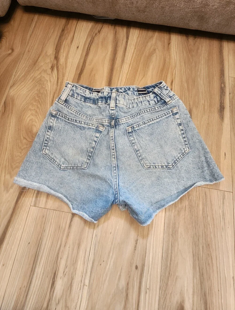 Girls GAP Light Blue Distressed High-Waist Denim Shorts, Size 14